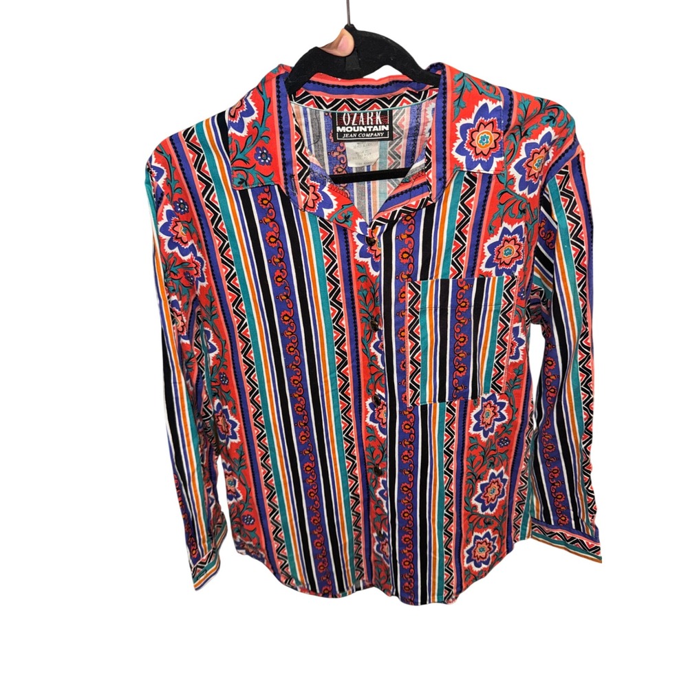 Vintage maximalist Ozark Mountain Jean company Floral Western button up Shirt